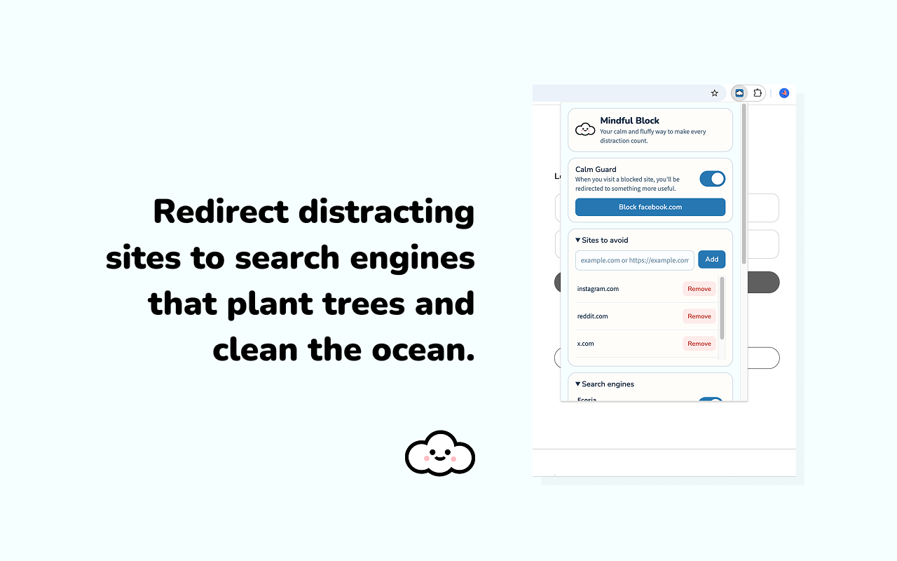 Mindful Block block list settings