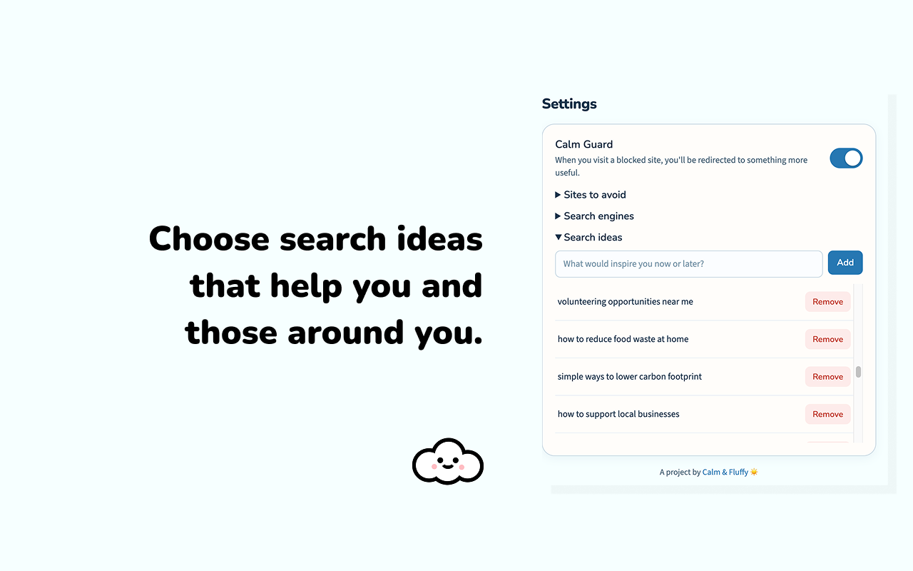 Mindful Block extension popup
